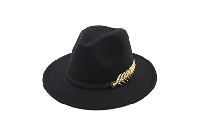 Ladies Wool Fedora Warm Jazz Hat Chapeau Femme feutre Panaman cap Felt Women Fedora Hats with Pearls Belt Vintage Trilby Caps - Executive-Skincare