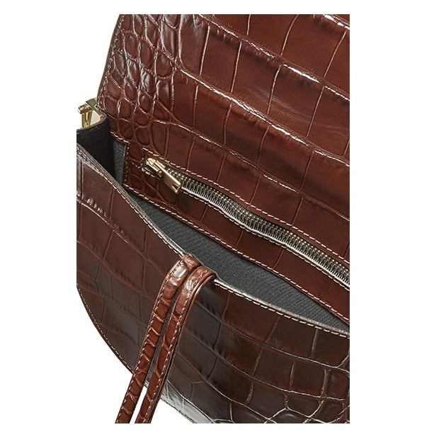 NIGEDU Women Crossbody Bag Fashion Crocodile Semicircle Saddle Bags PU Leather Shoulder Bags for female Handbags designer bolsas - Executive-Skincare