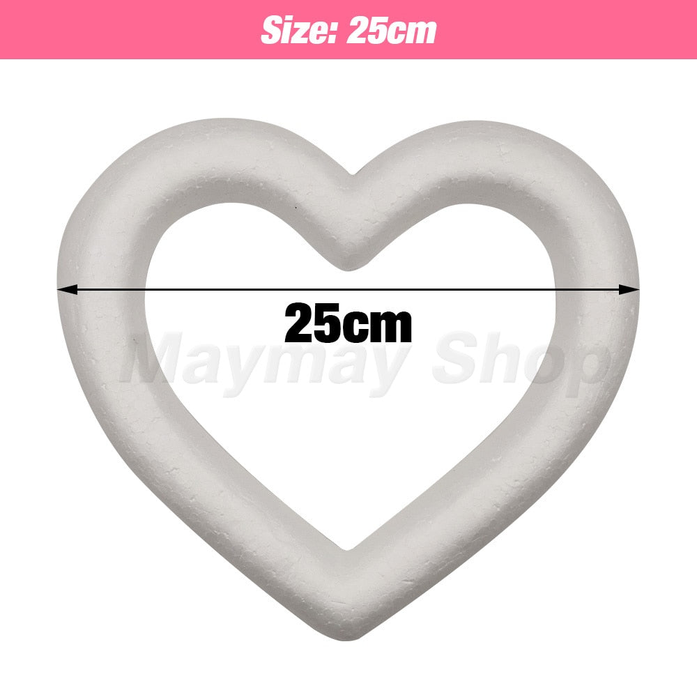 Polystyrene Styrofoam Heart Modelling Foam Hollow Heart Ring For Valentine Christmas Wedding Party DIY Craft Decoration Supplies - Executive-Skincare