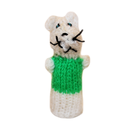 Story Book Mouse Finger Puppet (white & green) - Executive-Skincare