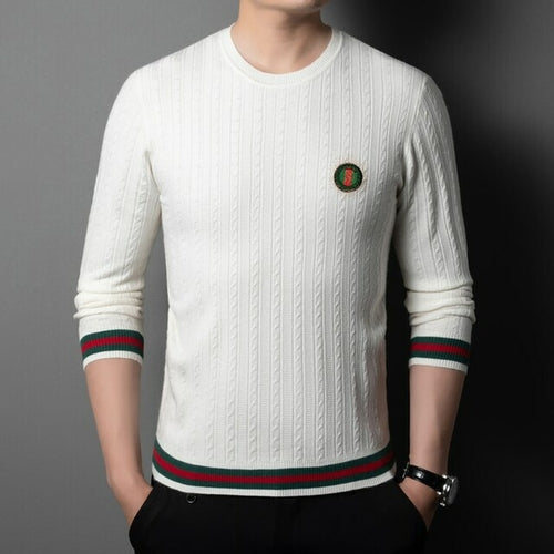 Jacquard Weave Sweaters Long Sleeve Sweater Male O Neck Autumn Winter - Executive-Skincare