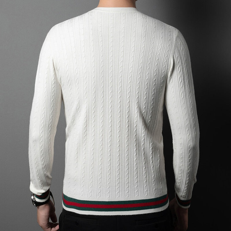 Jacquard Weave Sweaters Long Sleeve Sweater Male O Neck Autumn Winter - Executive-Skincare