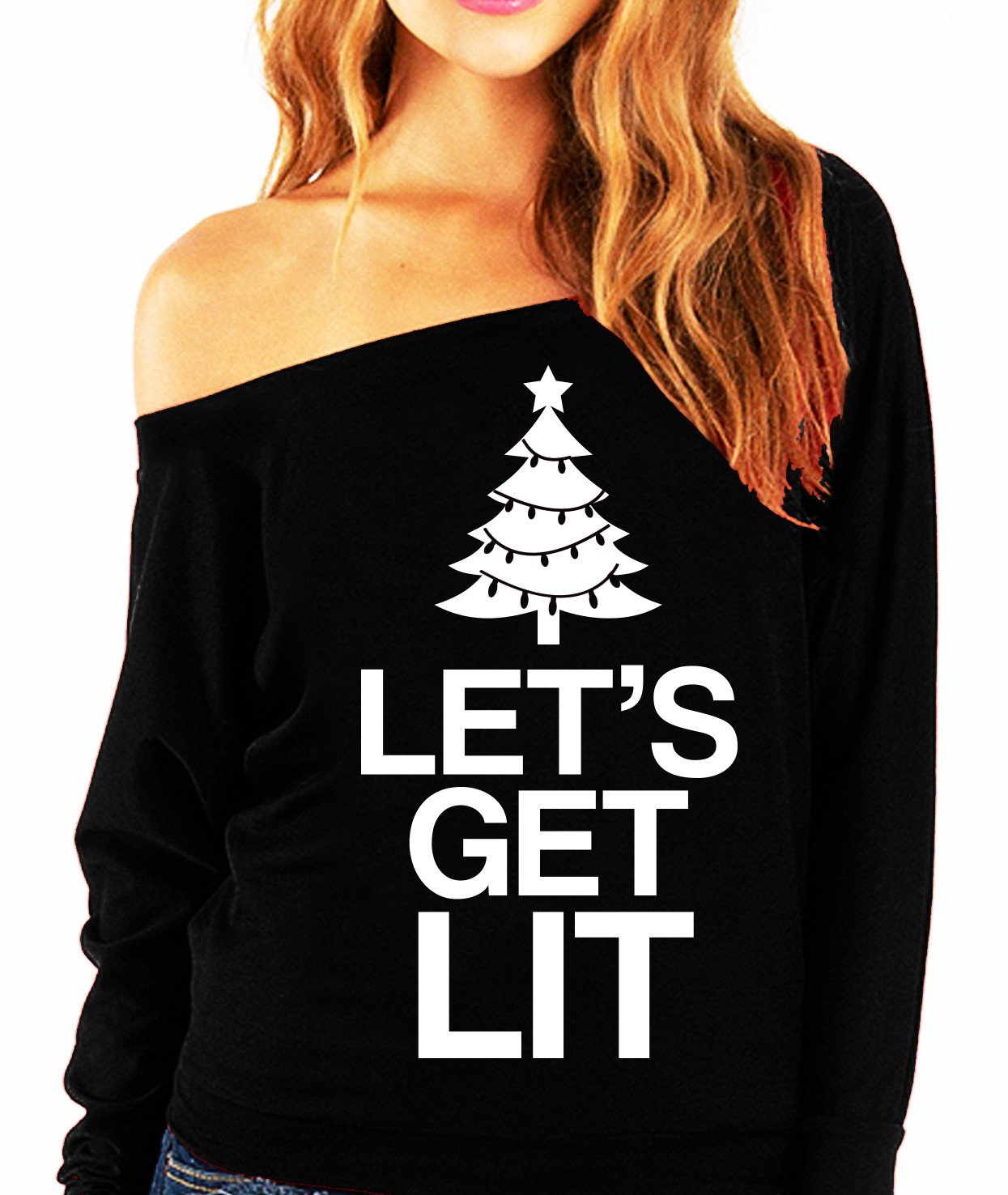 LET'S GET LIT Christmas Slouchy Sweatshirt - Pick Color - Executive-Skincare