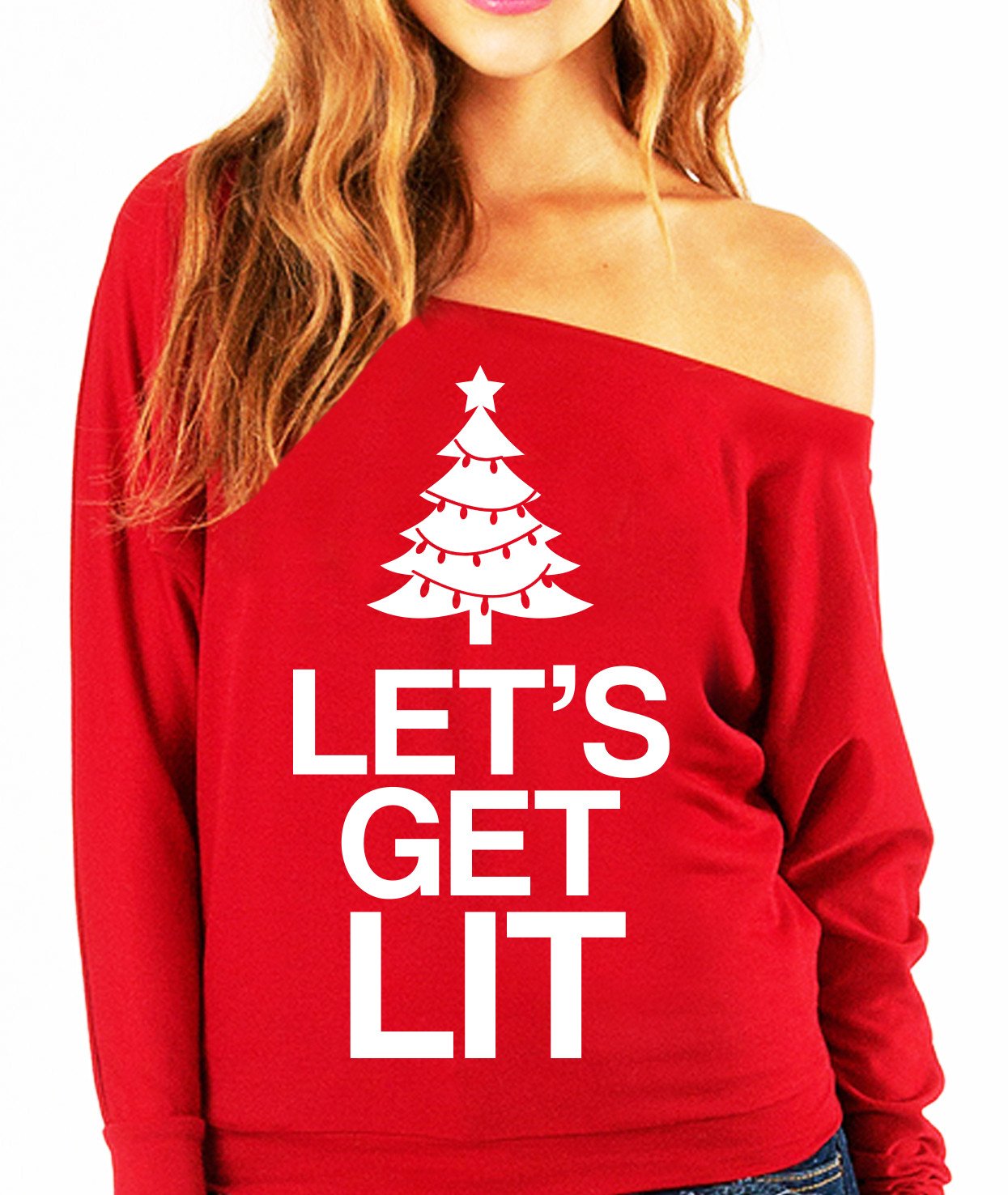 LET'S GET LIT Christmas Slouchy Sweatshirt - Pick Color - Executive-Skincare