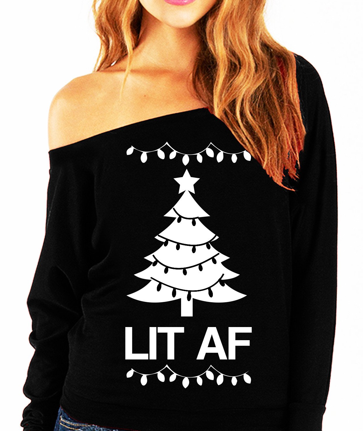 LIT AF Christmas Slouchy Sweatshirt - Pick Color - Executive-Skincare