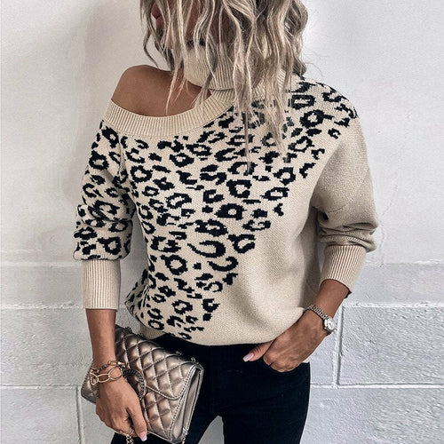 Lapel Leopard Print Sweater - Executive-Skincare