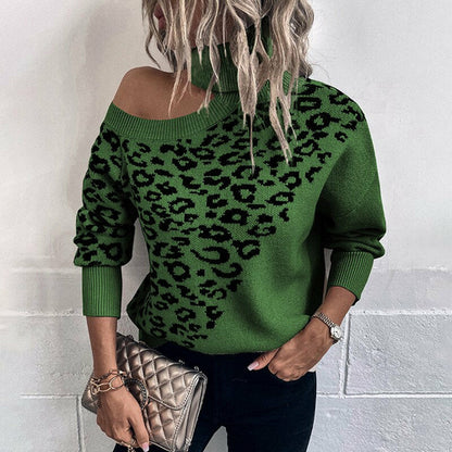 Lapel Leopard Print Sweater - Executive-Skincare