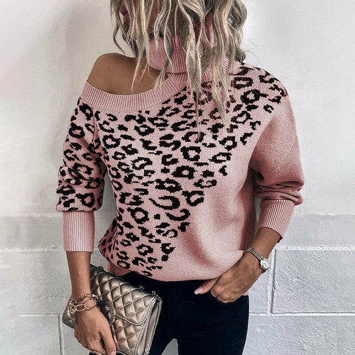 Lapel Leopard Print Sweater - Executive-Skincare