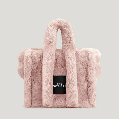 Large Tote Bag Luxury Faux Fur Designer Soft Plush Women Handbags - Executive-Skincare