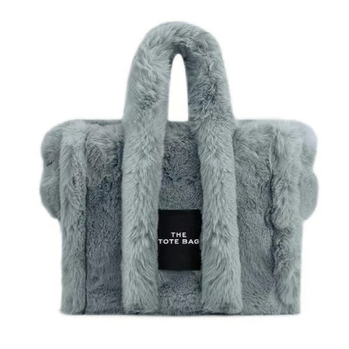 Large Tote Bag Luxury Faux Fur Designer Soft Plush Women Handbags - Executive-Skincare