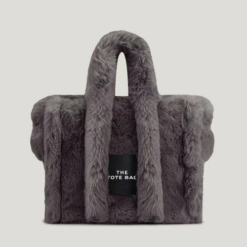 Large Tote Bag Luxury Faux Fur Designer Soft Plush Women Handbags - Executive-Skincare