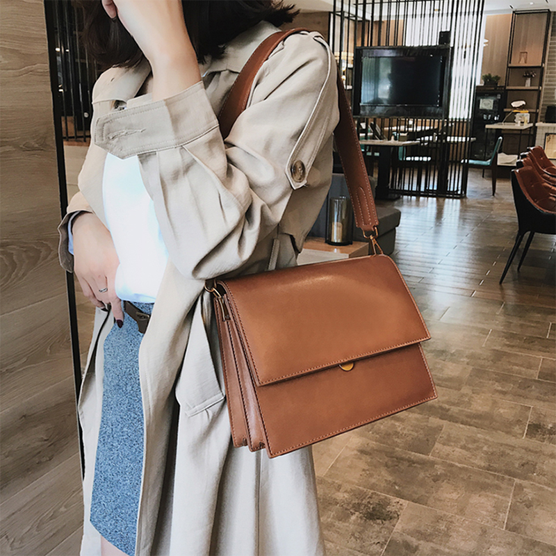 Leather Shoulder Bag Women Luxury Designer Brand Handbags Vintage - Executive-Skincare