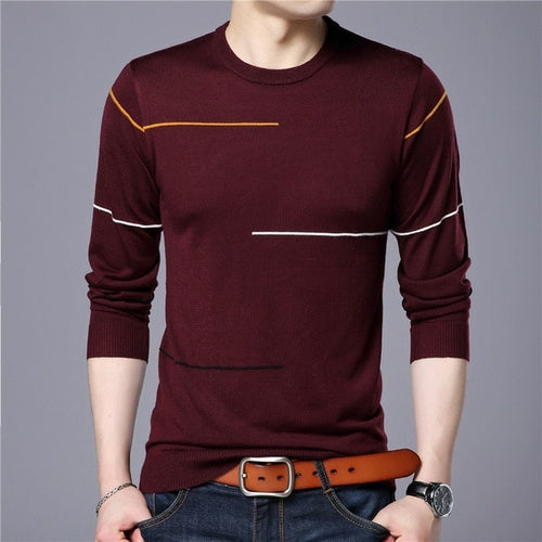 Male Striped Pullover Sweater New Autumn New Men's Sweater Fashion - Executive-Skincare