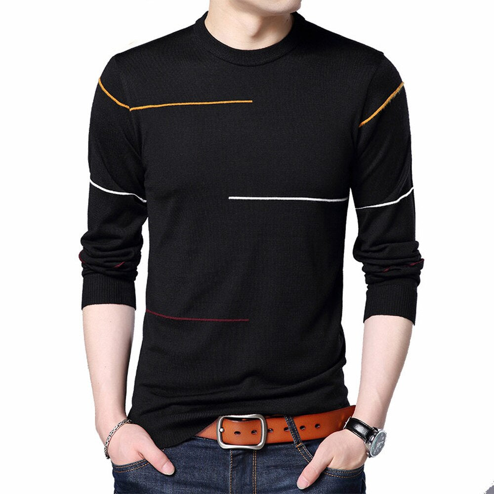 Male Striped Pullover Sweater New Autumn New Men's Sweater Fashion - Executive-Skincare