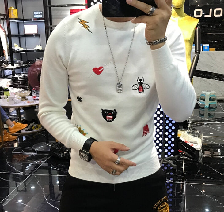 Mens Causal O Neck Sweater D Autumn Winter Christmas Pullover Knitted - Executive-Skincare