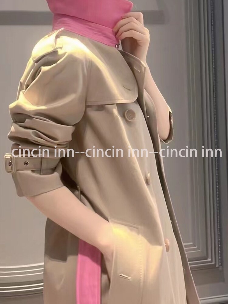 New Collection Basic British Style Woman Long Trench Pink Lining - Executive-Skincare