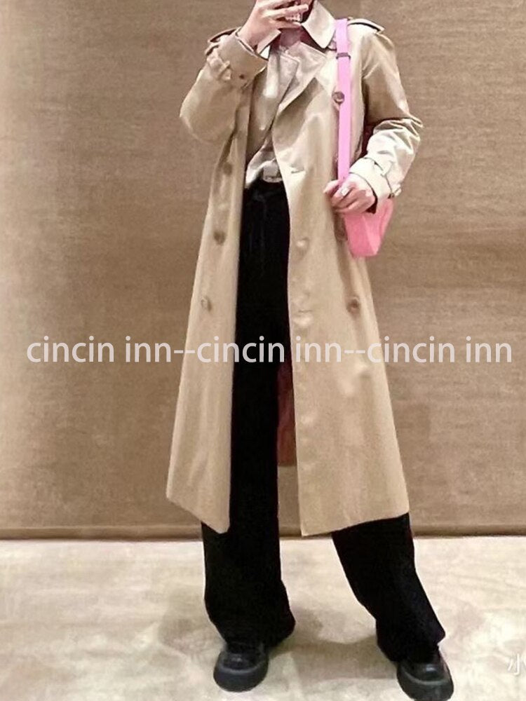 New Collection Basic British Style Woman Long Trench Pink Lining - Executive-Skincare