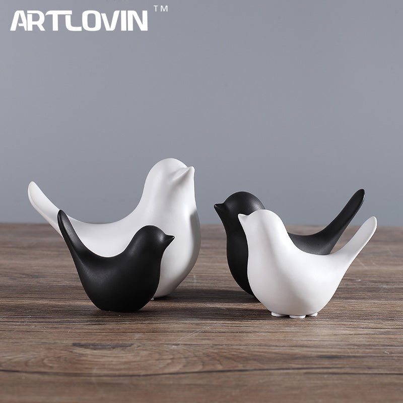 Nordic Creative White Ceramic Bird Figurines Home Decoration - Executive-Skincare