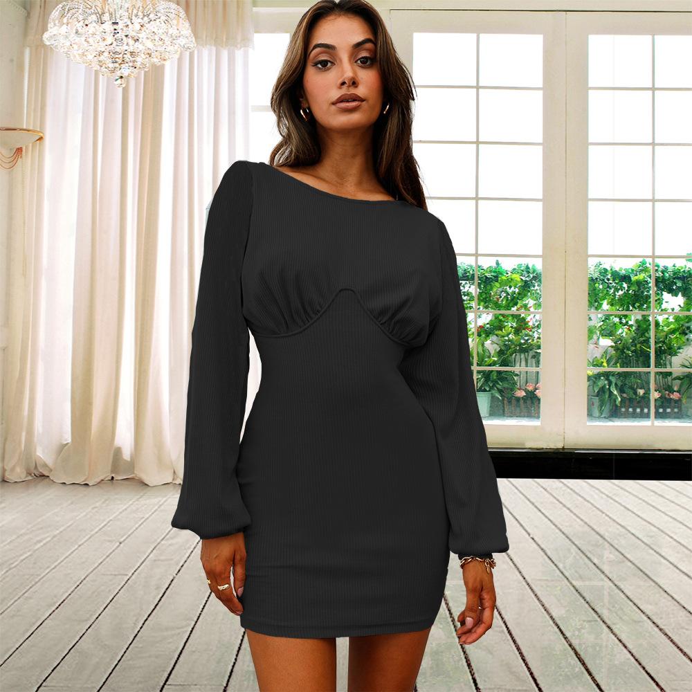 Women's Sexy Casual Long Sleeve Short Dress Mini Dress - Executive-Skincare