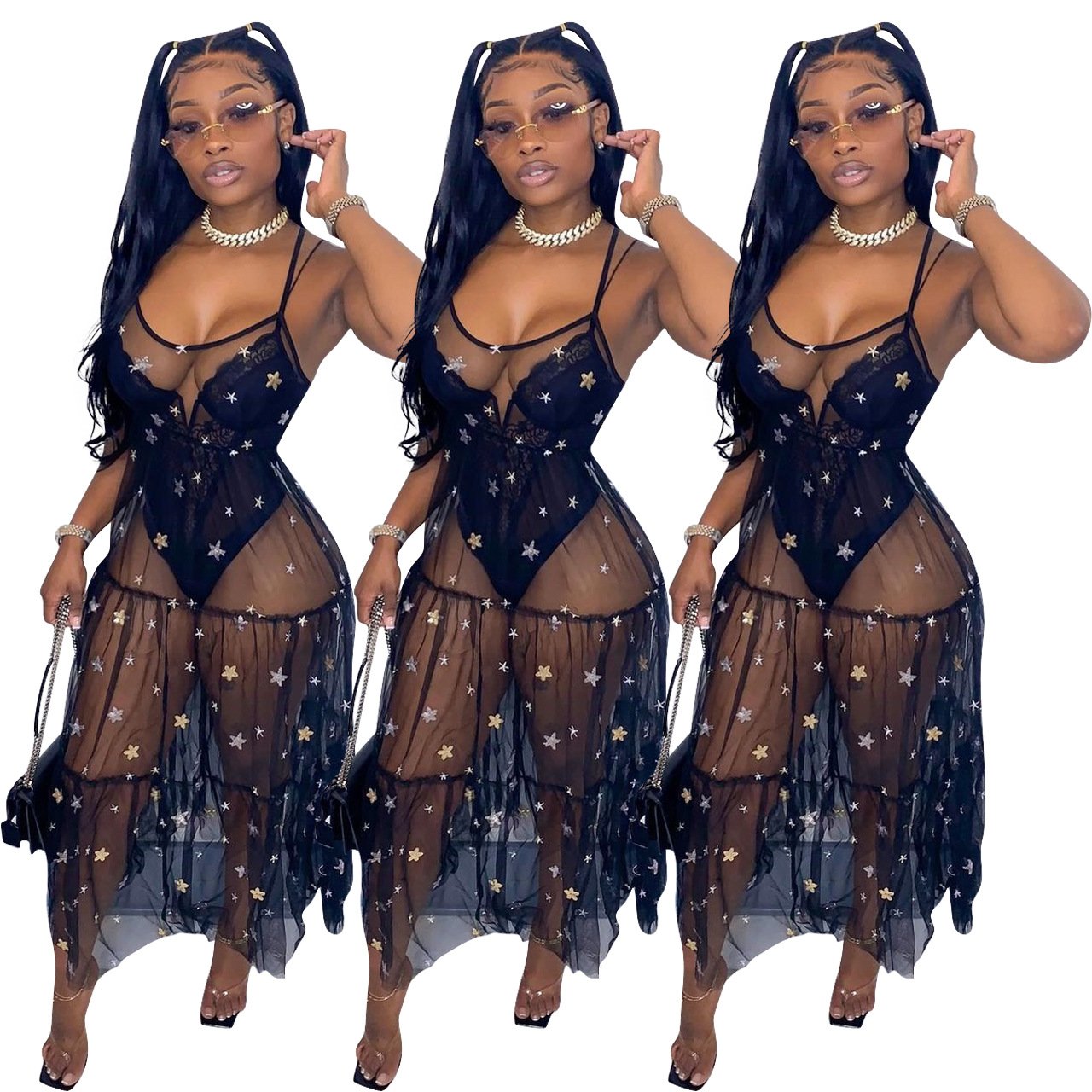 2021 Women Sleeveless Sheer Mesh Dress - Executive-Skincare