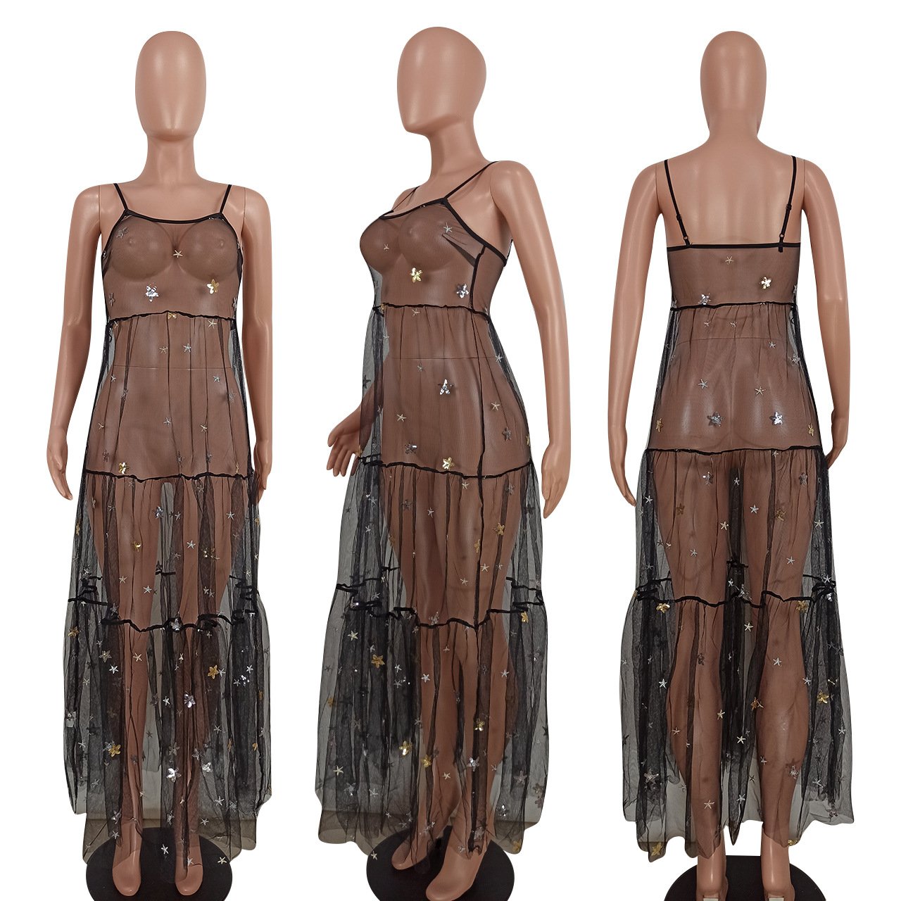 2021 Women Sleeveless Sheer Mesh Dress - Executive-Skincare