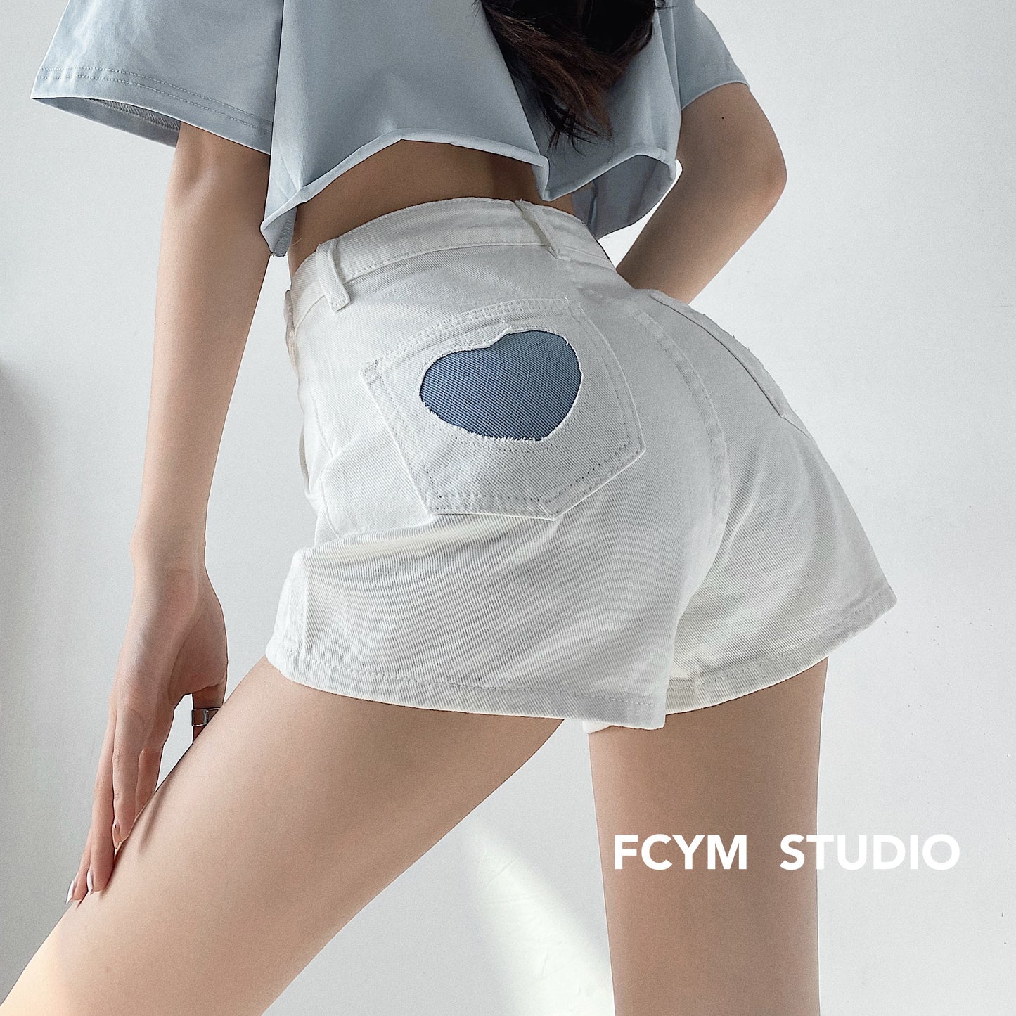 High Waist European and American Retro Hot Girl Heart Loose High Waist Super Short Shorts