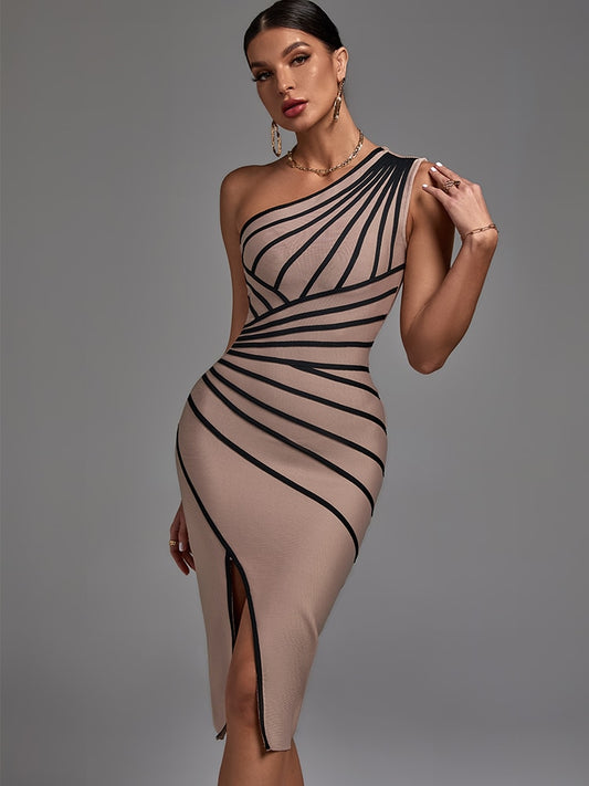 One Shoulder Bandage Dress 2022 Women Bandage Dress Elegant Sexy - Executive-Skincare