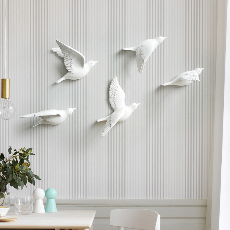 Resin Birds Creative For Wall 3d Sticker Living Room Animal Figurine - Executive-Skincare