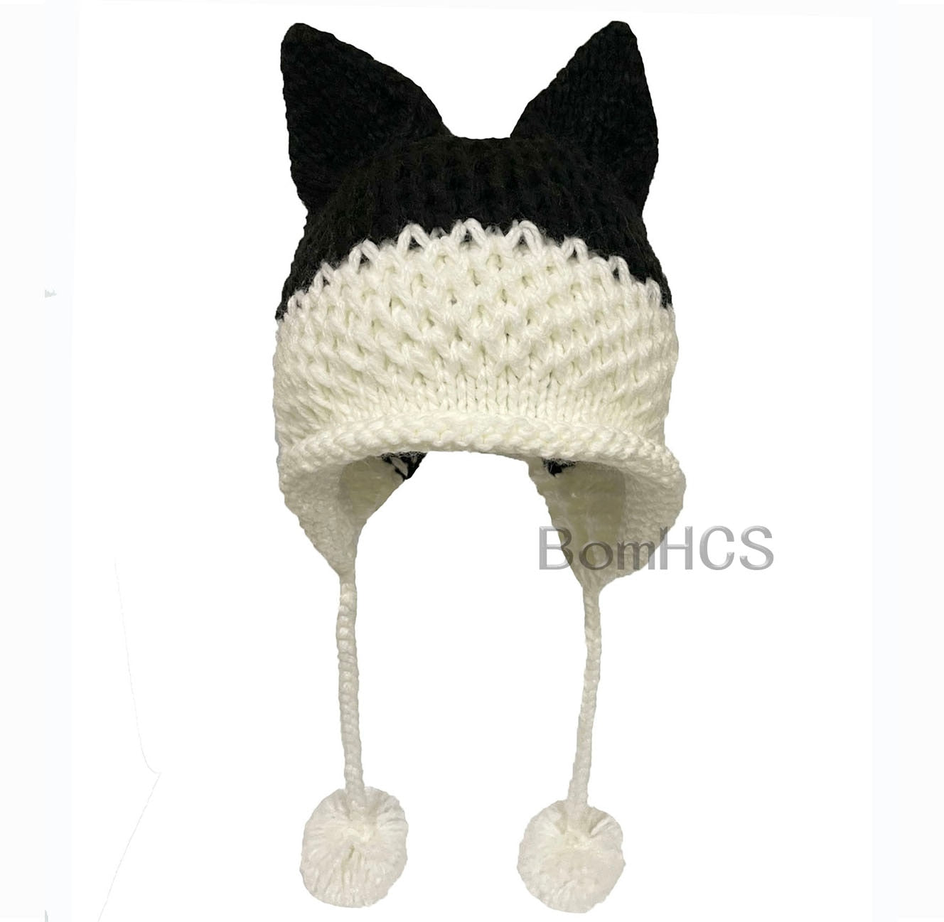 BomHCS Cute Fox Ears Beanie Winter Warm 100% Handmade Knit Hat - Executive-Skincare