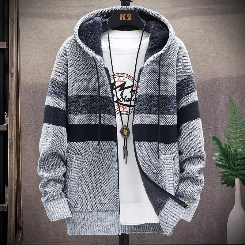 2022 Autumn/Winter New Men&#39;s Fashion Casual Loose Sweater Men&#39;s Fleece and Thick Warm Large Size High Quality Cardigan Coat 5XL - Executive-Skincare