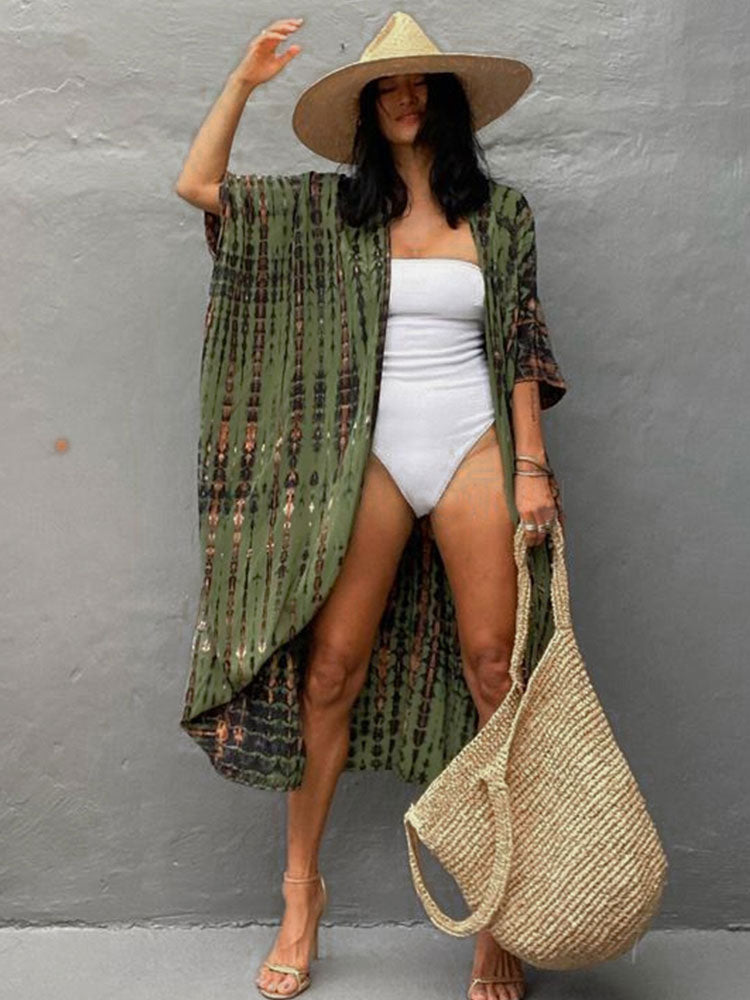 Embroidery Kaftan Beach Tunic Beach Cover up Saida de Praia Swimsuit Women Bikini cover up Pareo Sarong Beachwear Q882 - Executive-Skincare