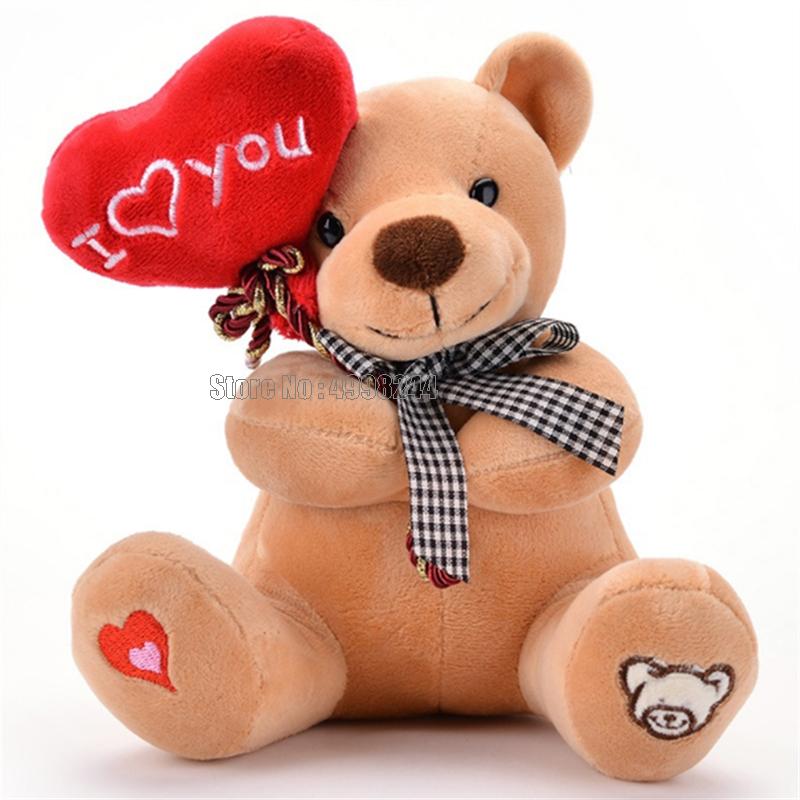 Cute Teddy Love Heart Heart-shaped Bear Plush Doll Scarf Stuffed Animals Kawaii Room Decor Valentine Gifts Toy - Executive-Skincare