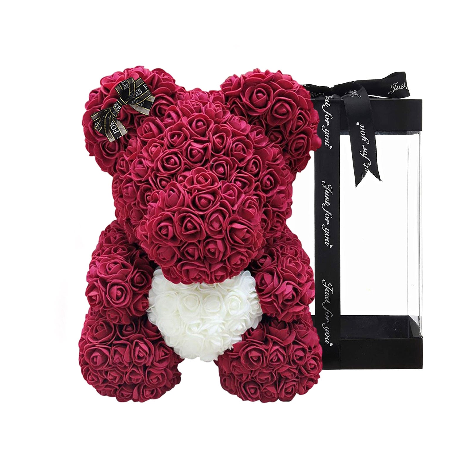 25cm Teddy Rose Bear Artificial Flowers Wedding Birthday Women Girl Gift Bear of Rose Box Valentine&#39;s Day Gifts R ose Bear - Executive-Skincare