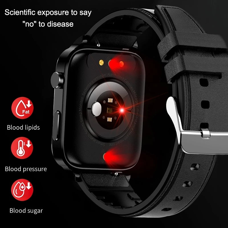 2023 New Thermometer Smart Watch Men Sangao Laser Treat Health Heart Rate Blood Pressure Sport Smartwatch Sleep Monitoring+Gift - Executive-Skincare