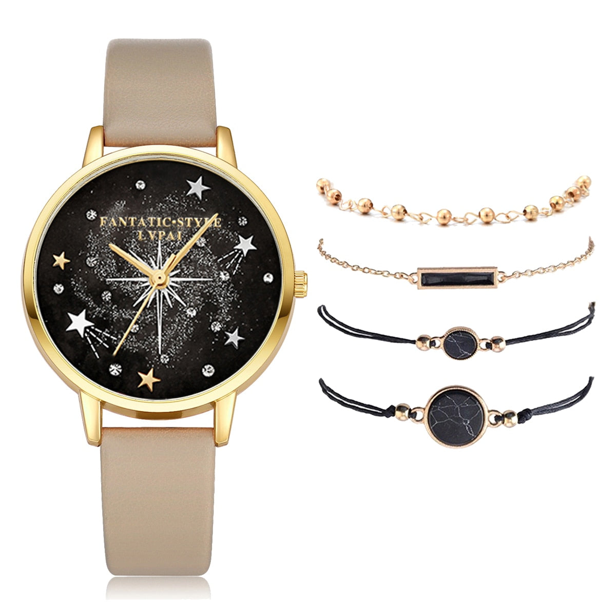 Lvpai Brand 5PCS Fashion New Bracelet Watch Set Crystal Rhinestone Women Ladies Wristwatch Watches Ladies Relogio Feminino Reloj - Executive-Skincare