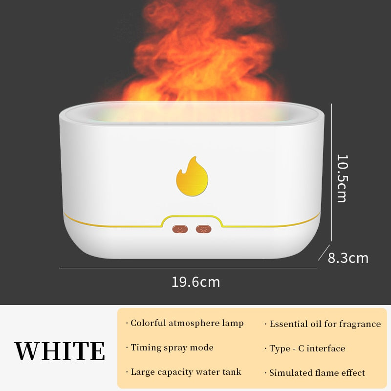 Essential Oil Diffuser Simulation Flame Ultrasonic Humidifier Home Office Air Freshener Fragrance - Executive-Skincare