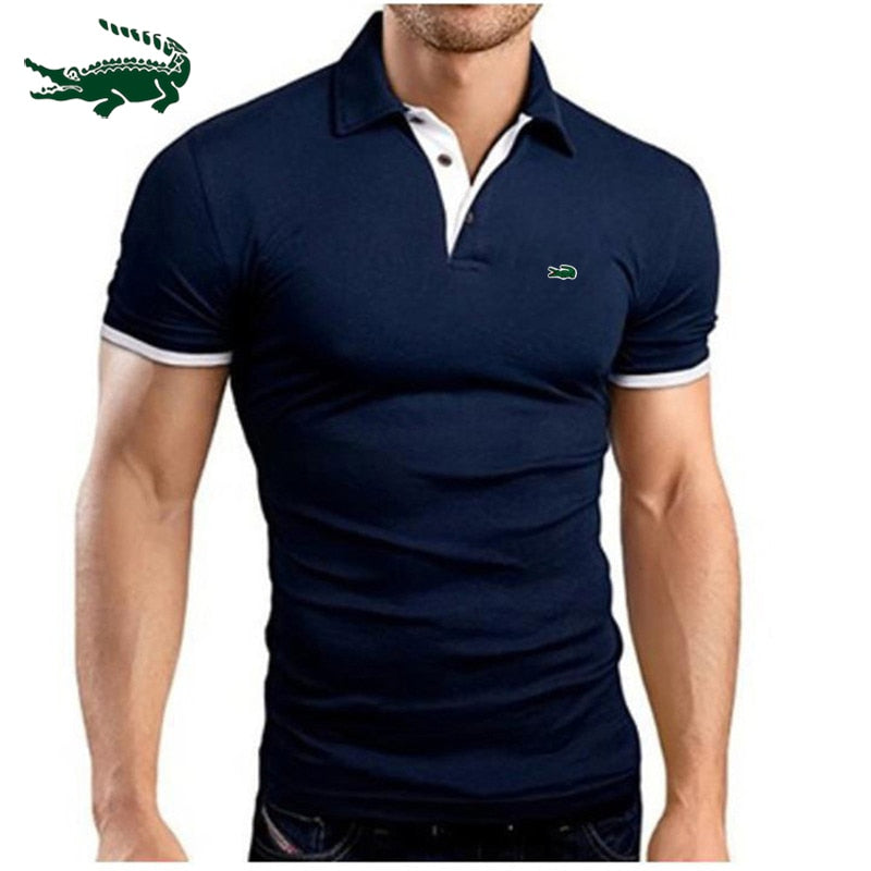 Men's cotton  polo shirt 2025 summer new high-end business casual Lapel short sleeve T-shirt