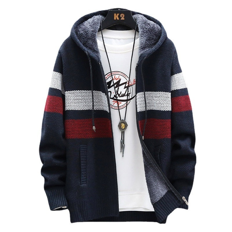 2022 Autumn/Winter New Men&#39;s Fashion Casual Loose Sweater Men&#39;s Fleece and Thick Warm Large Size High Quality Cardigan Coat 5XL - Executive-Skincare