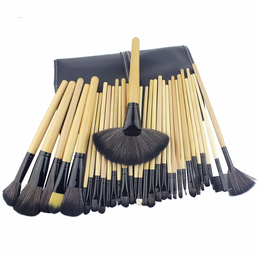 32 PCS pincel de maquiagem make up brushes maquiagem profissional of makeup brush set + Black Leather Bag - Executive-Skincare