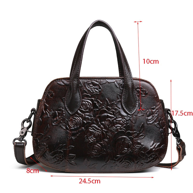 MOTAORA Retro Small Women Messenger Shoulder Bags For Ladies Genuine Leather Top Handle Handbag Embossing Purses And Handbags - Executive-Skincare