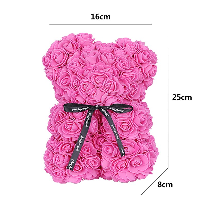 25cm Rose Bear Heart Artificial Flower Rose Teddy Bear for Home Girl Birthday Christmas Valentine  Gift Wedding Party Decoration - Executive-Skincare