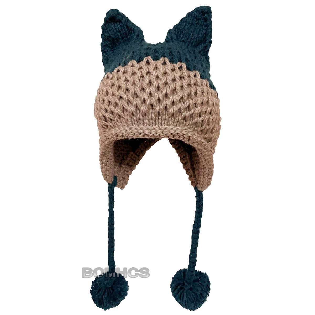 BomHCS Cute Fox Ears Beanie Winter Warm 100% Handmade Knit Hat - Executive-Skincare