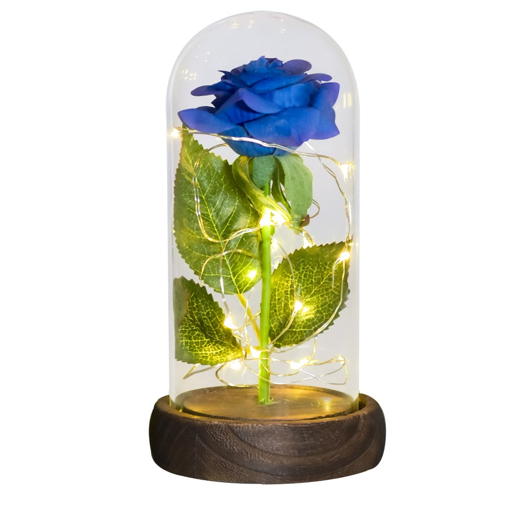 Christmas Gift Beauty and The Beast Preserved Roses In Glass Galaxy Rose Flower LED Light Artificial Flower Gift for Women Girls - Executive-Skincare