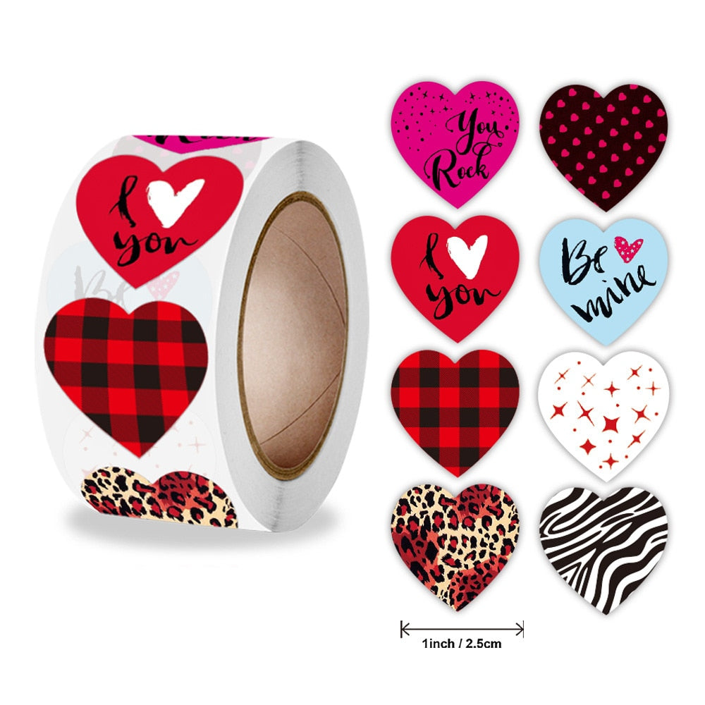 500Pcs 2.5Cm Love Sticker Valentines Gift Box Label Wedding Gift Heart Shaped Candy Bag Wedding Gift Bag Seal Label Decoration - Executive-Skincare