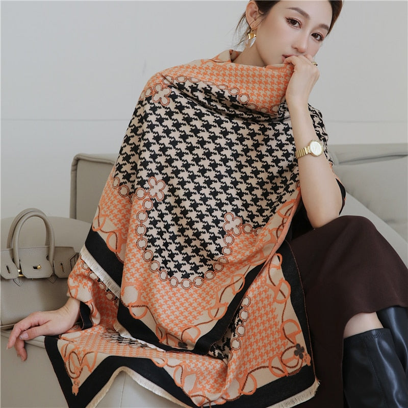 Fashion Winter Warm Cashmere Shawl Scarf for Women Design Neckerchief Pashmina Head Scarves Wrap Femal Poncho Echarpe Bandana - Executive-Skincare