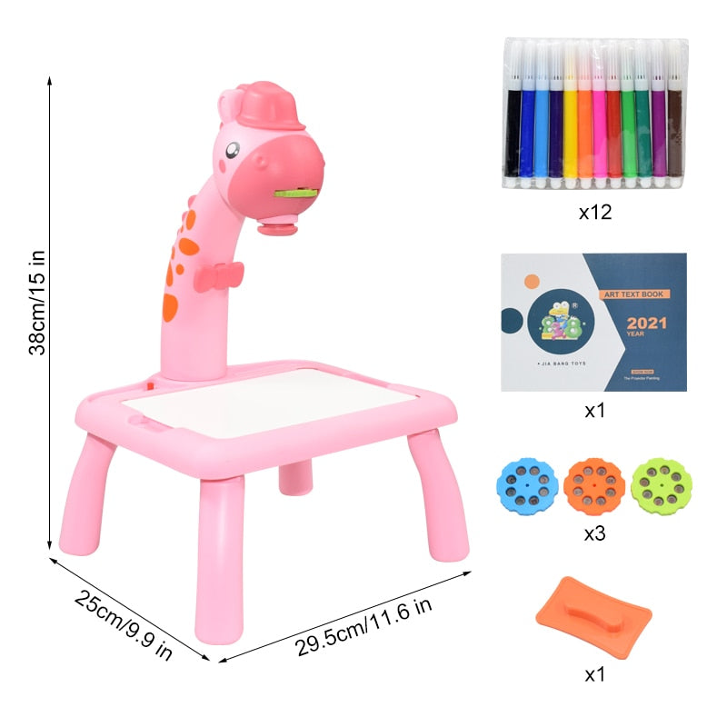 Children Led Projector Art Drawing Table Toys Kids Painting Board Desk Arts Crafts Educational Learning Paint Tools Toy for Girl - Executive-Skincare