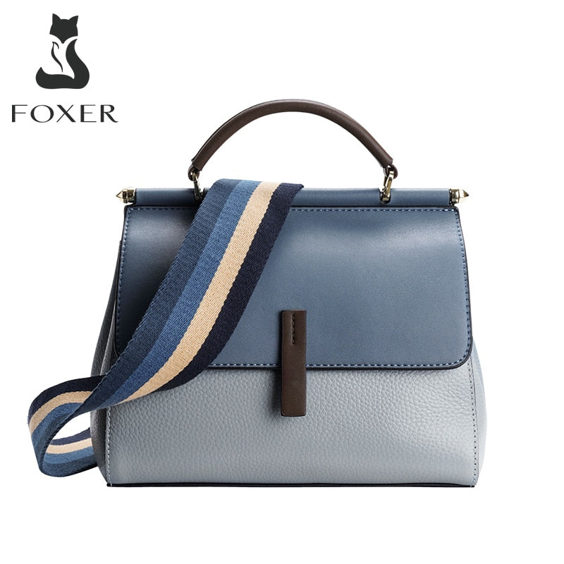 FOXER Female Split Leather Crossbody Bags Handbags Girl Simple Office Totes Women Small Commuter Stylish Shoulder Messenger Bags - Executive-Skincare