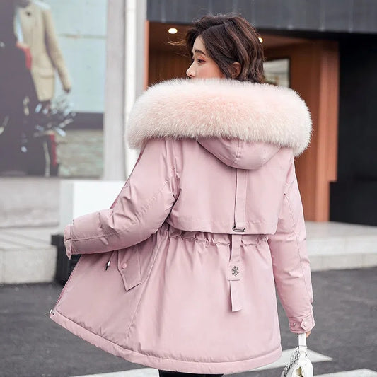 Women Parka 2022 New Winter Jacket Fashion Long Coat Wool Liner Hooded Parkas Fur Collar Warm Jackets Snow Wear Padded Clothes - Executive-Skincare