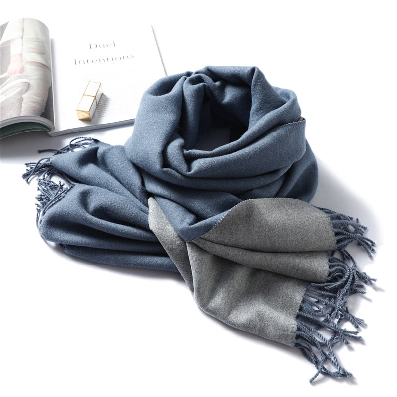 Winter Cashmere Scarf Women Thick Warm Shawls Wraps Lady Solid Scarves Fashion Tassels Pashmina Blanket Quality Foulard 2022 New - Executive-Skincare