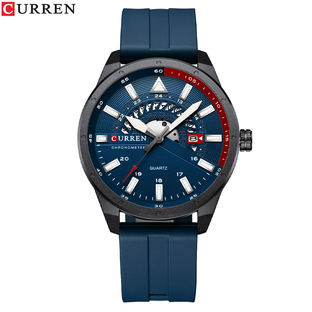 CURREN Fashion Men Watch Top Brand Luxury Waterproof Sport Mens Watches Silicone Automatic Date Military Wristwatch - Executive-Skincare